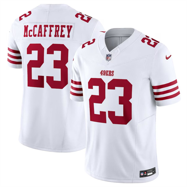 Youth San Francisco 49ers #23 Christian McCaffrey White 2023 F.U.S.E. Vapor Untouchable Limited Stitched Football Jersey Youth San Francisco 49ers #23 Christian McCaffrey White 2023 F.U.S.E. Vapor Untouchable Limited Stitched Football Jersey